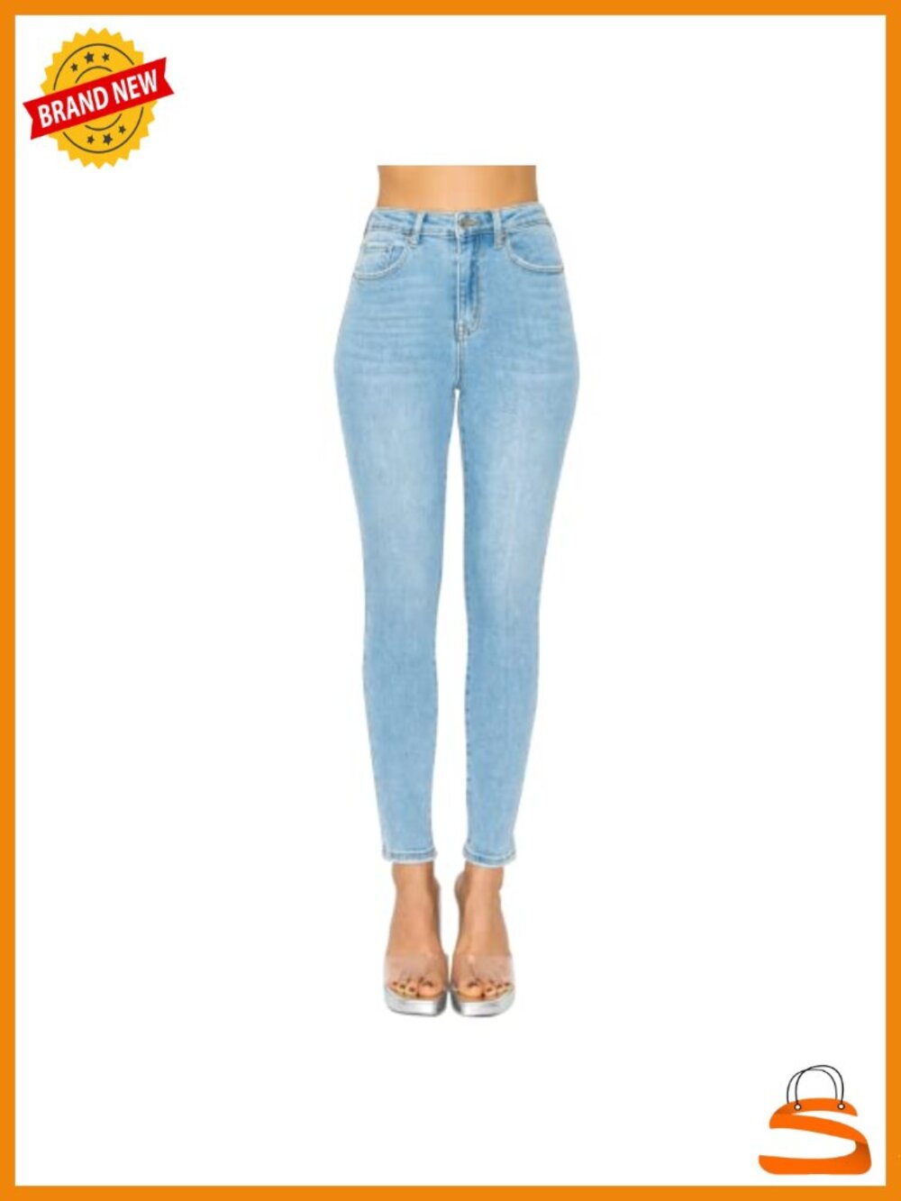 High Rise Skinny Jeans with Tummy Tuck Waistband Push Up Butt Lift